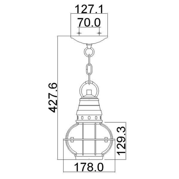 Wisząca lampa na łańcuchu Bridge Point KL-BRIDGEPOINT8S-NBR IP44 mosiądz