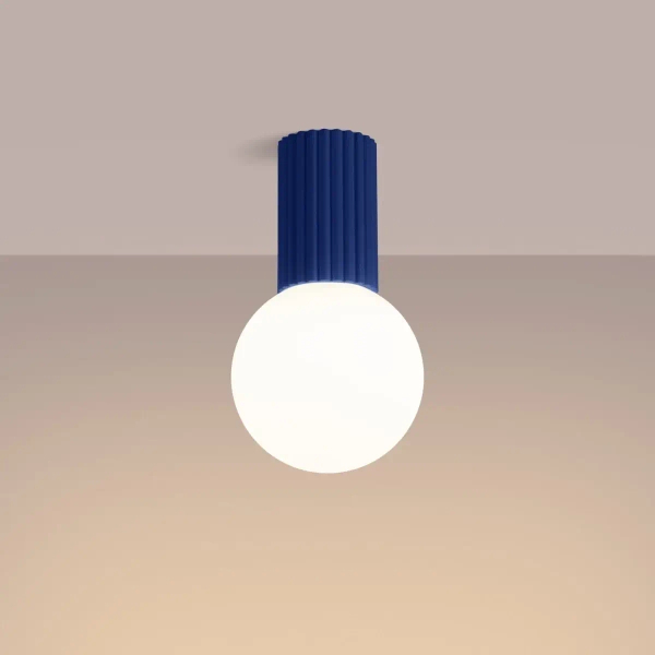 Kulista lampa sufitowa HALO SL.1738 okrągła łazienkowa IP44 niebieska biała