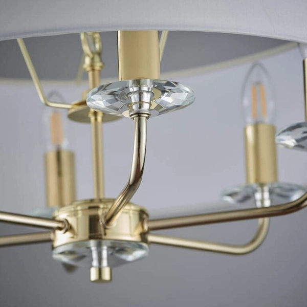 Lampa wisząca Nixon 70561 Endon abażur na łańcuchu ecru mosiądz