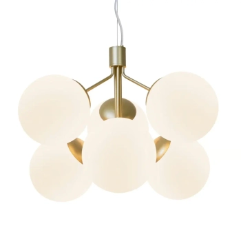 Wisząca lampa kulista IVONA 2112163035 szklana do salonu mosiądz biały