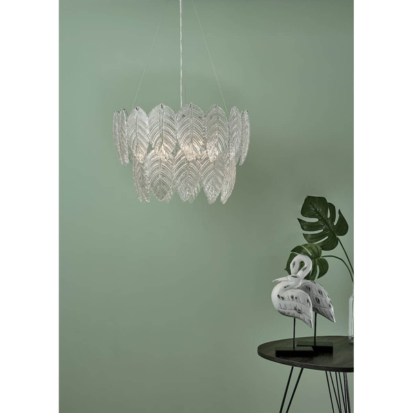 Lampa wisząca żyrandol szklana srebrna PHILLIPA OUTLET