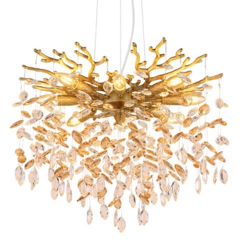 Żyrandol do jadalni Queena 64138H1G glamour kryształowy złoty