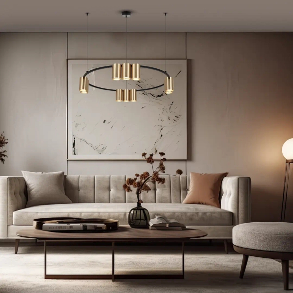 Wisząca lampa pierścieniowa GENESIS ML0375 tubki ring złoty czarny