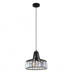 Wisząca LAMPA vintage MANZO MDM-2722/1S A BK Italux druciana OPRAWA zwis z kryształkami crystal drut czarny