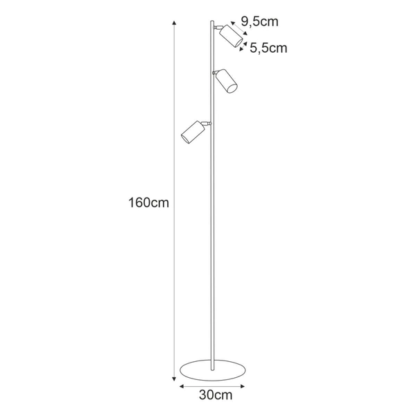 Podłogowa lampa regulowana Monti K-4409 Kaja do salonu stojąca czarna