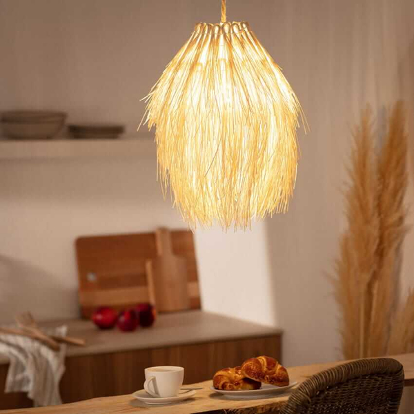 Salonowa lampa wisząca Boho ABR-NLW33-BH-E27 pleciona ratan naturalny