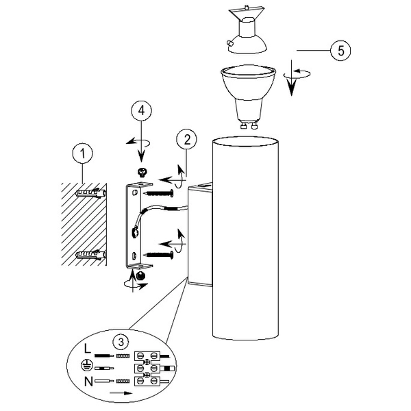 Ścienna lampa nowoczesna VANTOS DL232212400 do przedpokoju czarna