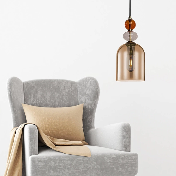 Wisząca lampa nad wyspę Tropea LP-2004/1P M AM do jadalni bursztynowa