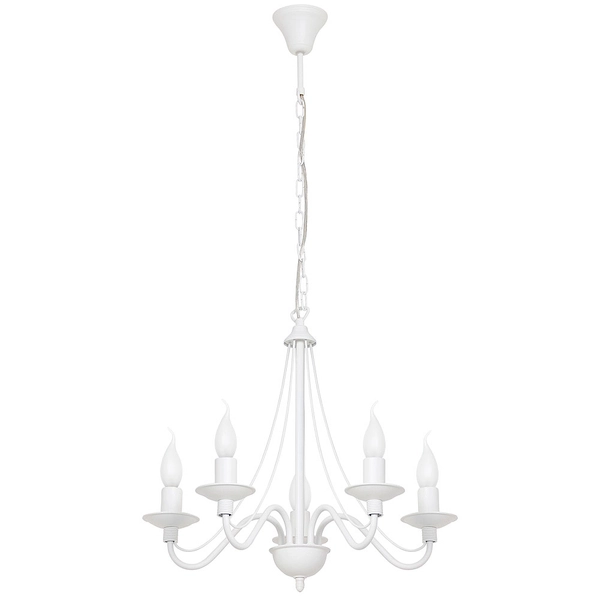 Biały żyrandol Róża 397F Aldex 5-płomienna lampa świecznik glamour