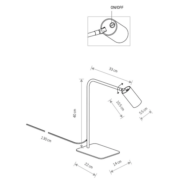 Lampka z regulacją Mono 7710 stojąca lampa czarna do gabinetu