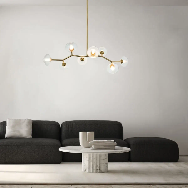 Molekułowa zwisająca lampa 23023 szklane kule do jadalni złote