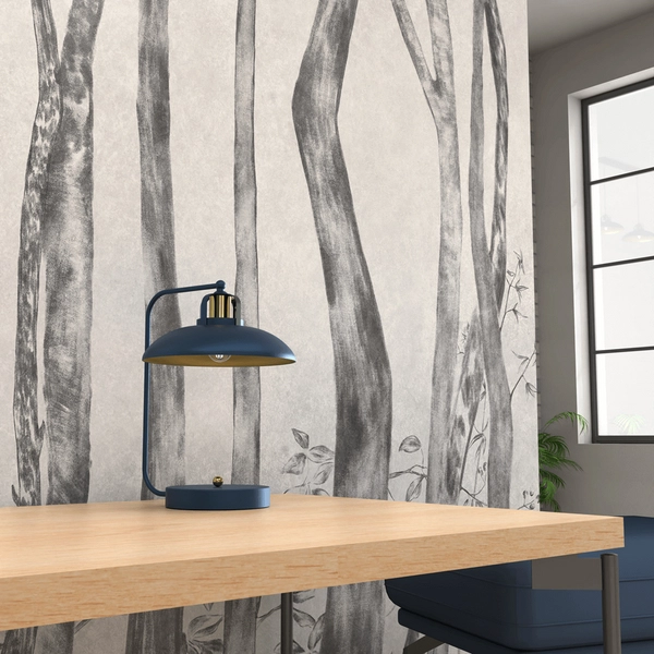 Gabinetowa lampa stojąca Felix na biurko niebieska złota