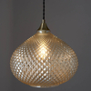 Kulista lampa wisząca Livia 95480 szklana kula mosiądz szampański