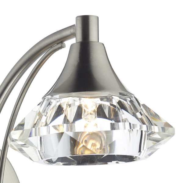 Ścienna lampa glamour Luther LUT0746 kryształowa satynowy chrom