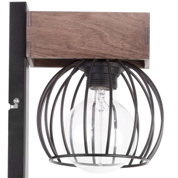 Kinkiet LAMPA ścienna MILAN 31577 Sigma industrialna OPRAWA metalowa klatka drewno brązowa