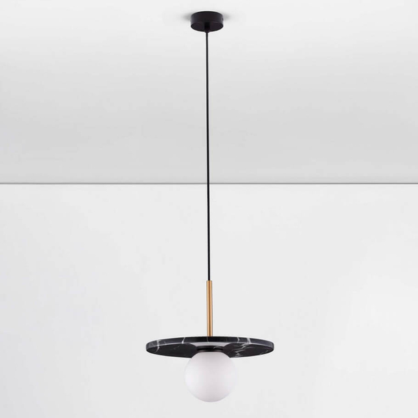 Wisząca lampa nad stół JUANJUI LE44853 talerz bańka czarna biała