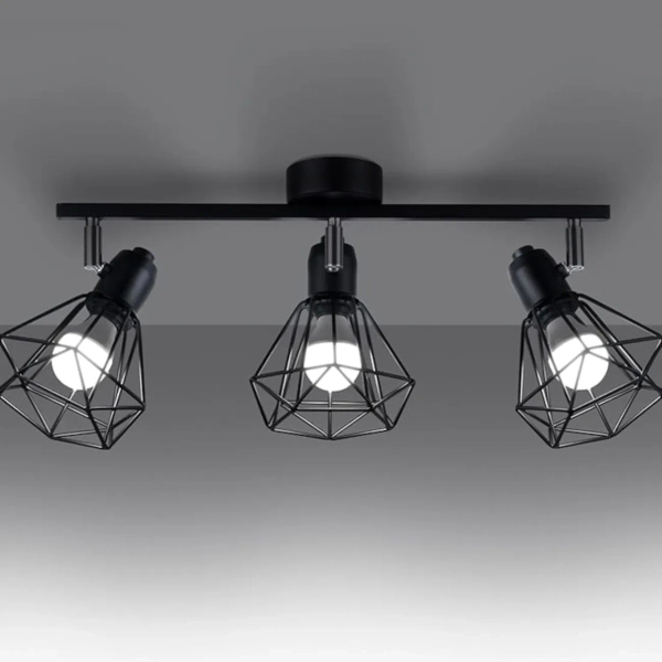 Lampa sufitowa ARTEMIS czarna SL.1107 industrialna 3xE14 druciana