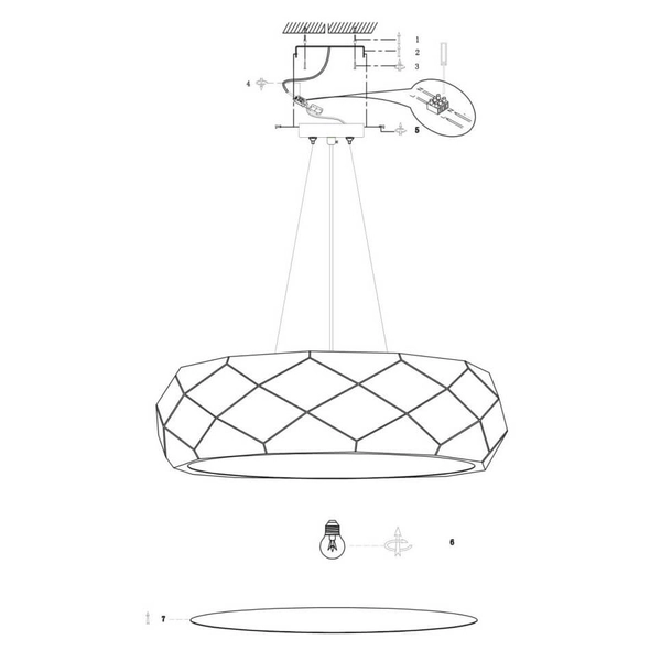 Złota wisząca lampa Reus LP-8069/1P GD Light Prestige okrągła glamour