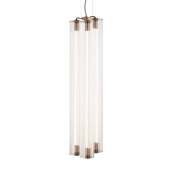 Potrójna wisząca lampa Merezi 3 5218 LED 90W 3000K szklany mosiądz patyna
