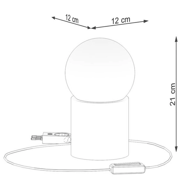 Nocna lampka Boomo SL.1193 kula szklana drewniana biała