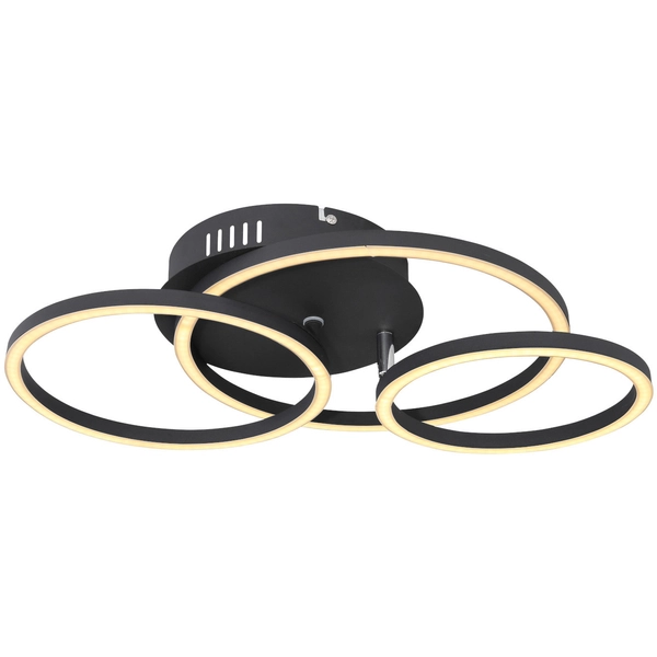 LAMPA sufitowa KENDY 67233-30S Globo metalowa OPRAWA geometryczna LED 30W 3000K pierścienie czarne rings