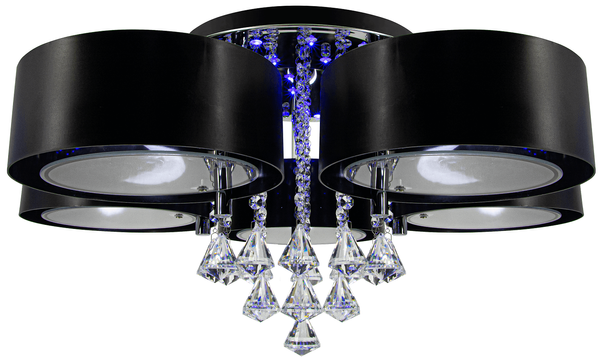LAMPA sufitowa DRS8006/5 8C LED 300W BL Elem metalowa OPRAWA crystal glamour chrom czarna