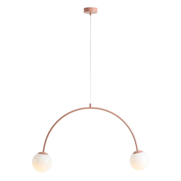 Wisząca lampa nad stół Una 1116H11 Aldex podwójna kule metal szkło koralowa