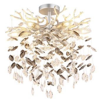 Sufitowa lampa glamour Queena 64138DS kryształowa srebrna
