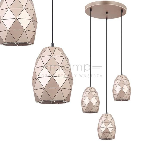 LAMPA wisząca HARLEY MDM-3480/3A GD Italux geometryczna OPRAWA metalowa KASKADA zwis szampański