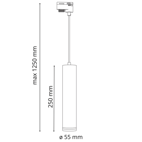 Wisząca lampa do systemu 1-fazowego Paris 321558 tuba metalowa czarna