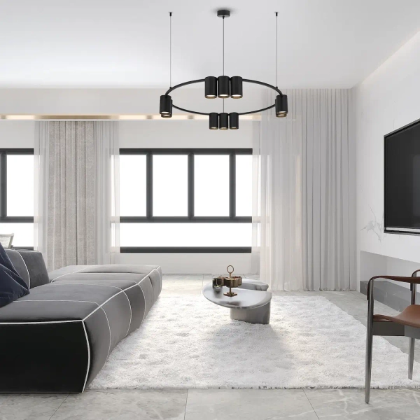 Salonowa lampa wisząca GENESIS ML0373 ring metalowy czarny