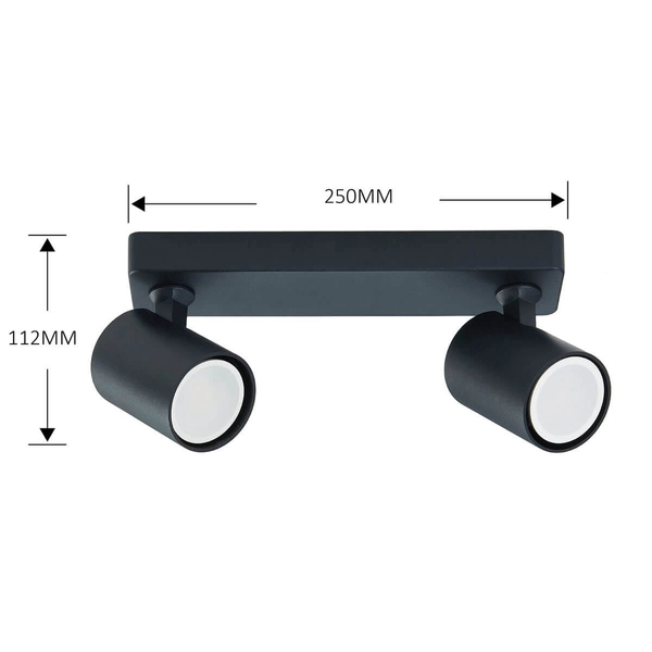 Regulowana LAMPA sufitowa SNOW LP-731/2W BK Light Prestige reflektorowa OPRAWA metalowy plafon tuby natynkowe czarny