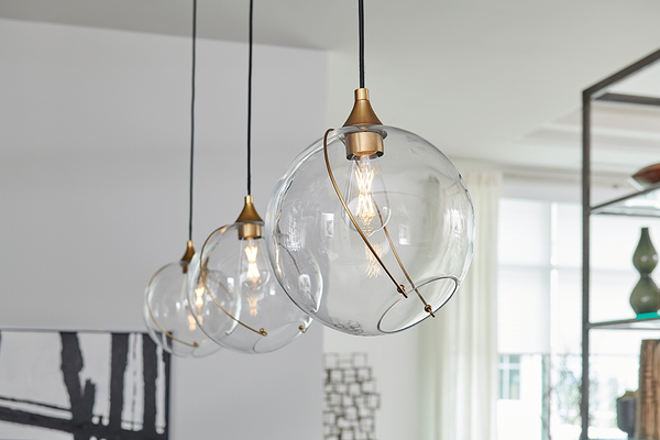 Wisząca lampa kula QN-SKYE-1P ball kulista szklana mosiądz