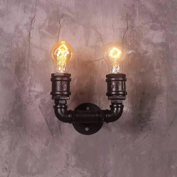 Kinkiet ścienny Tubo Retro ABR-LLK2RR-2XE27 Abruzzo rurociąg czarny