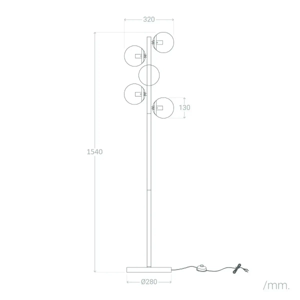 Stojąca lampa podłogowa Milano ABR-LPV-5XE27 Abruzzo przezroczysty czarny