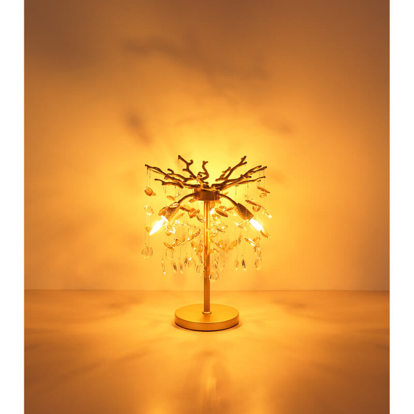 Kryształowa nocna lampka Queena 64138TG glamour bursztynowa złota