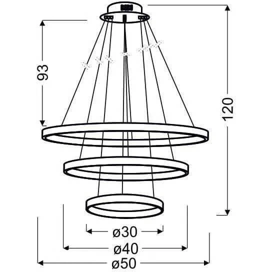 Nowoczesna lampa wisząca Lune LED 60W rings do salonu złote