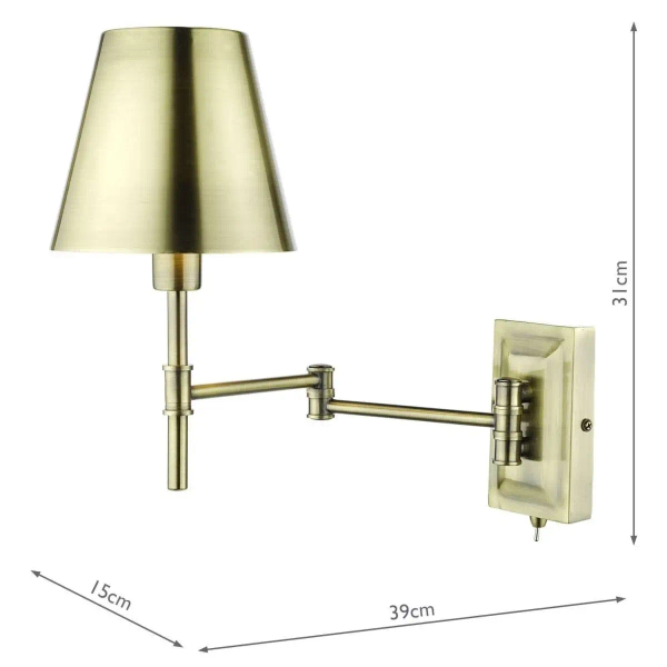 Ścienna lampa do czytania Kensington KEN0775 regulowana mosiądz