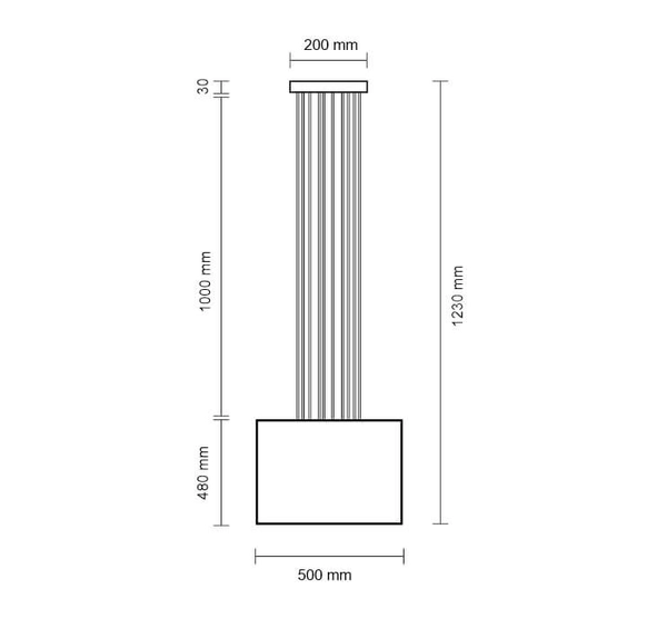 Lampa tkaninowa sufitowa IHI 9492 Dohar tuba podłużna mosiądz czarny
