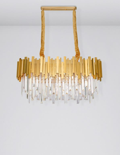 Stylowa lampa wisząca Campana do jadalni crystal złota