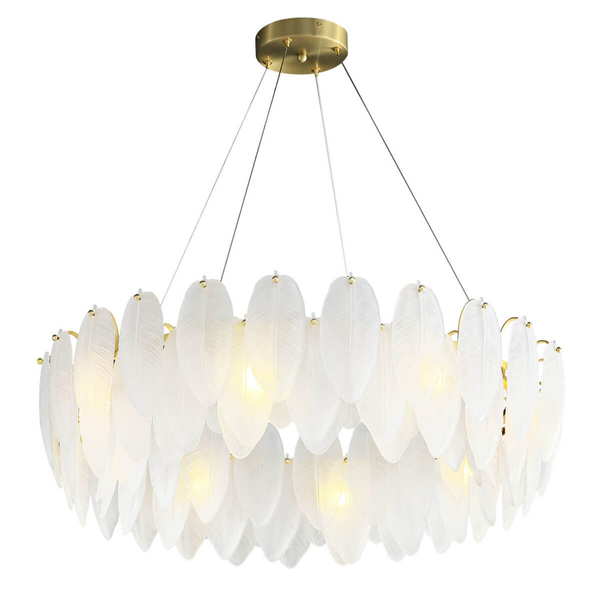 Wisząca lampa do salonu PIUMA ST-6289-8 Step listki mosiądz biały