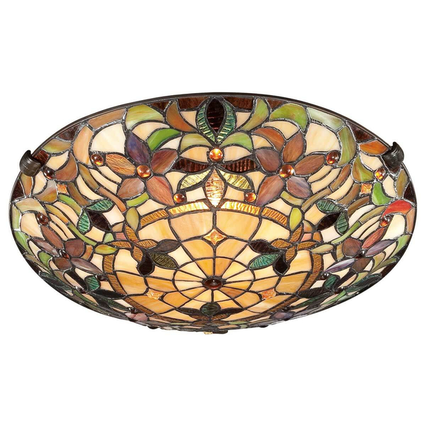 Przysufitowa lampa Kami QZ-KAMI-F Quoizel szklana witraż kolorowa