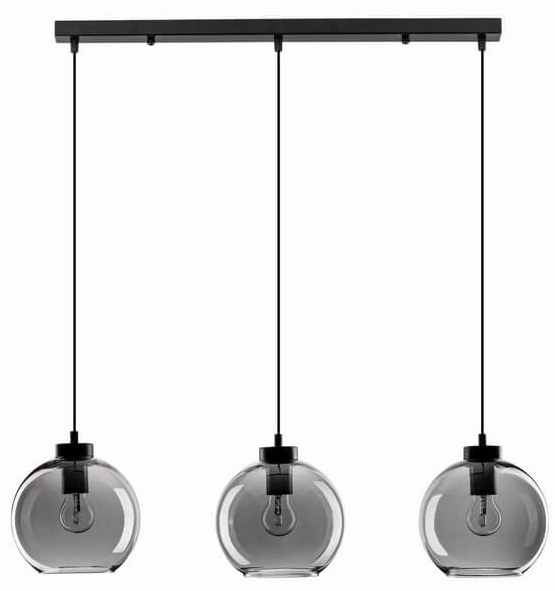 Czarna lampa wisząca Repos szklane kule na listwie loft