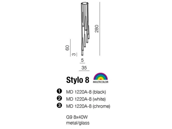 Wiszący żyrandol metalowy Stylo do sypialni nad łóżko chrom