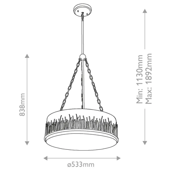 Lampa wisząca nad stół Sawgrass QN-SAWGRASS-3P-DG-O z łańcuchami złota
