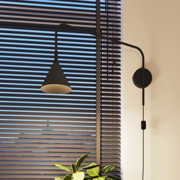 Lampa ścienna na wysięgniku NOX SL.1697 z wtyczką regulowana czarna