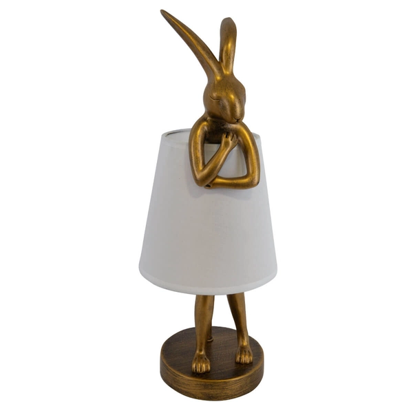 Nowoczesna lampka stołowa Haas TL0107-S KRÓLIK animals biały złoty