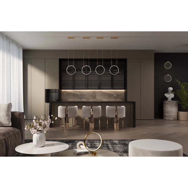 Zwis do kuchni AGARO 5316 Shilo LED 9W 3000K nad wyspę ring złoty