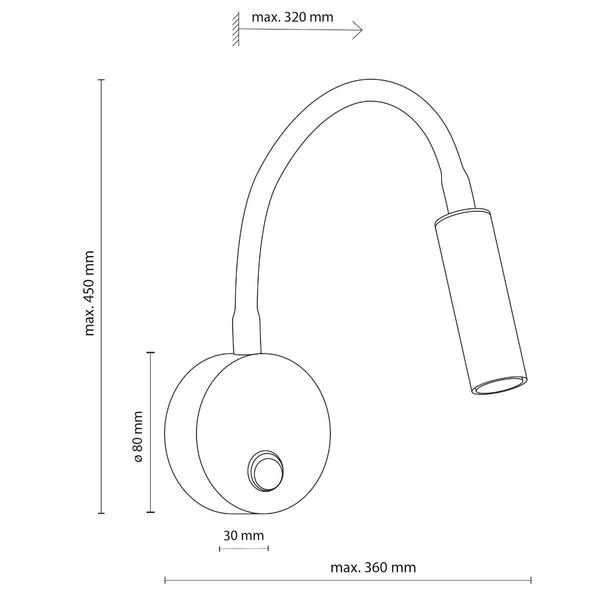 Lampa naścienna z włącznikiem Lagos 10039 tubka czarna złota