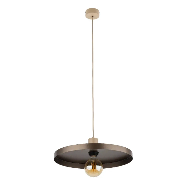 Nad stół wisząca lampa Sila 10758 metalowy abażur brązowy beżowy